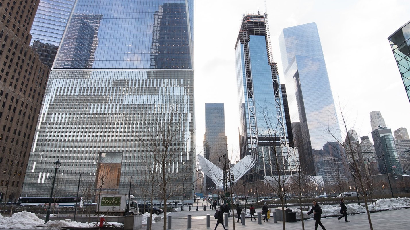 Glass-front towers constructed by a leading construction company in Manhattan